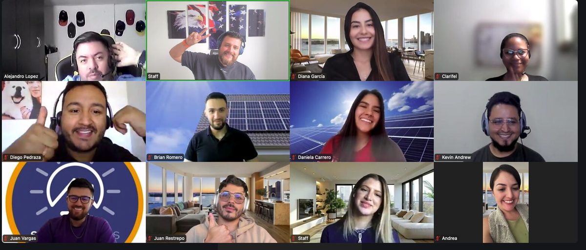 Equipo de ventas remotas de Felipe Vargas — Zoom de 12 personas